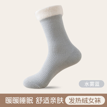 Women's autumn and winter flanged loose-fitting sleep socks, thickened home floor socks, non-constricting mif socks for postpartum warmth