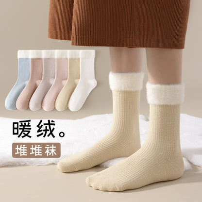Women's autumn and winter flanged loose-fitting sleep socks, thickened home floor socks, non-constricting mif socks for postpartum warmth